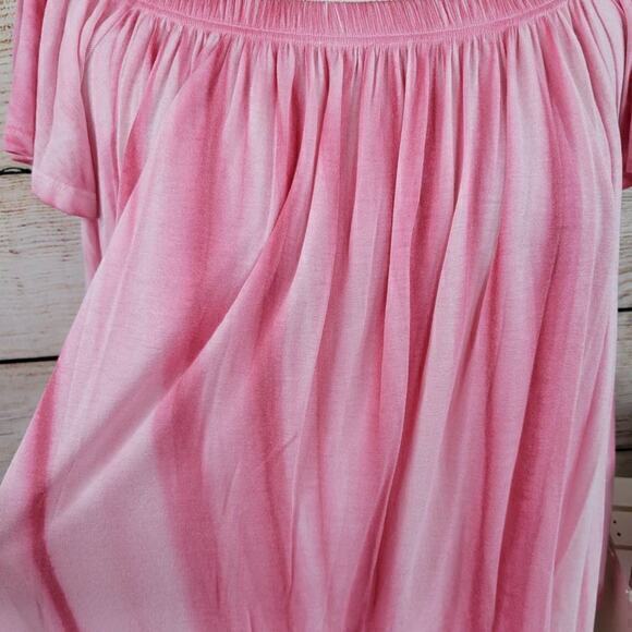 NWT Free People FP Movement Tie Dye Off The Shoulder Top Pink Medium - Picture 4 of 7